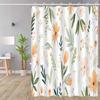 Botanical Leaf & Floral Shower Curtain,  Machine Washable, Soft Pastel Green/Orange/Peach/White, Modern Bath Decor