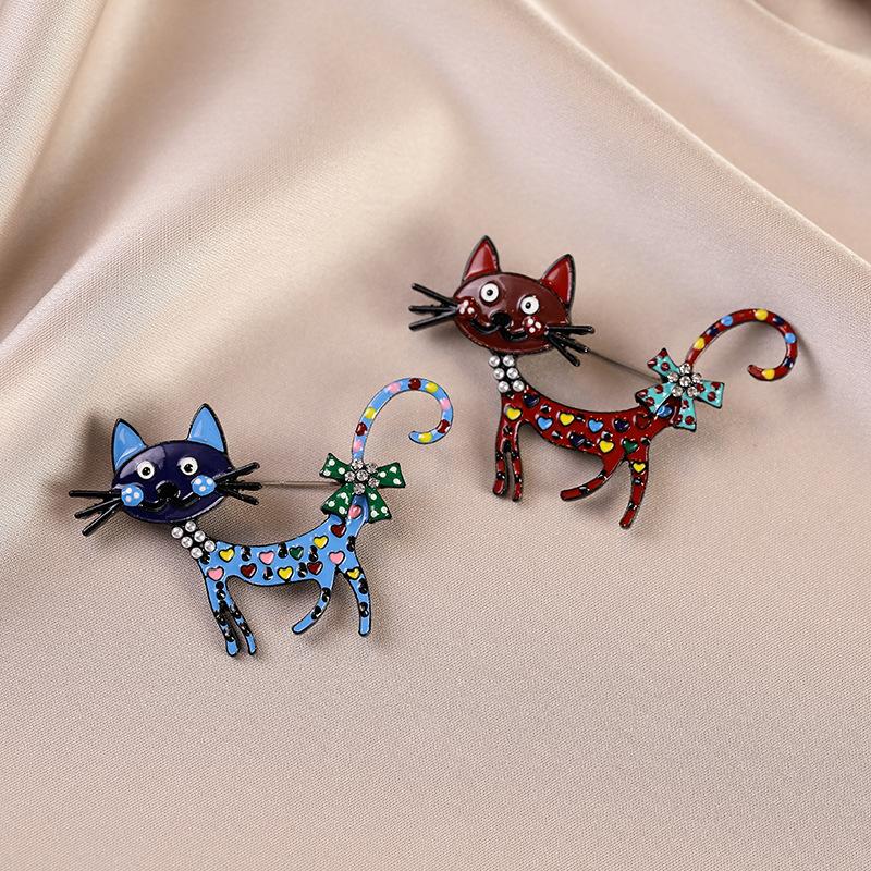 Colorful Oil-dripping Cat High-end Brooch, Elegant and Light Luxury Cartoon Animal Brooch for Women