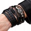 Men' Leather Bracelet Adjustable Titanium Leather Bracelet Gift