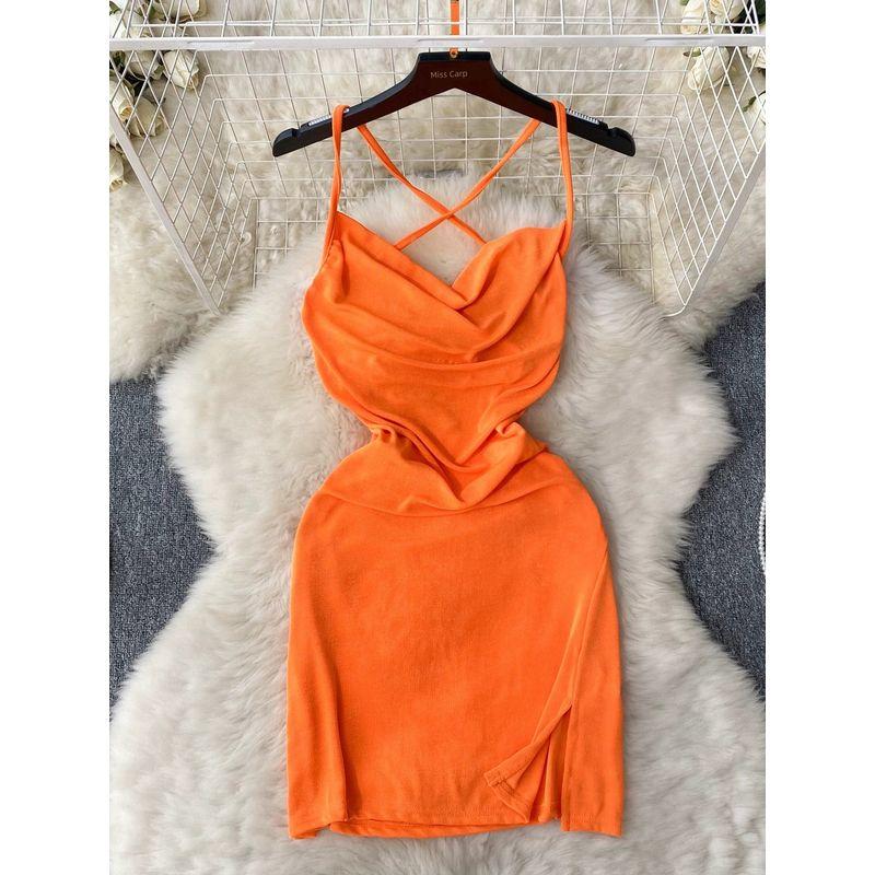 Internet Celebrity Ins Sexy Hollow-out Backless Sling Dress