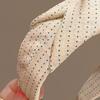 Women Headband Dot Print Knotted Design Wide Brim Sponge Padding Hair Hoop Leisure Casual