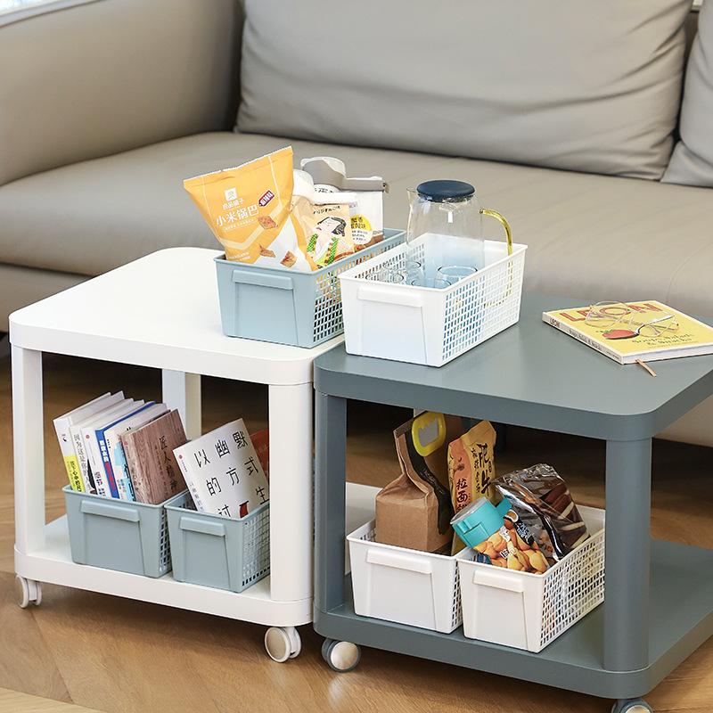 Desktop Storage Basket Large Capacity Snack Storage Hollow-out Rectangular Debris Multi-scene Handle Storage Basket