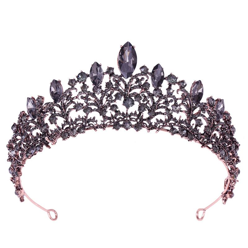 Baroque Gorgeous Crystal Red Tiaras Princess Crown for Prom Diadem Bride Headdress Queen Bridal Wedding Crown Hair Jewelry