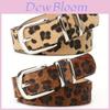 Leather Belt For Women With Leopard Print Double Rings Buckle Stylish Casual Office Accessory