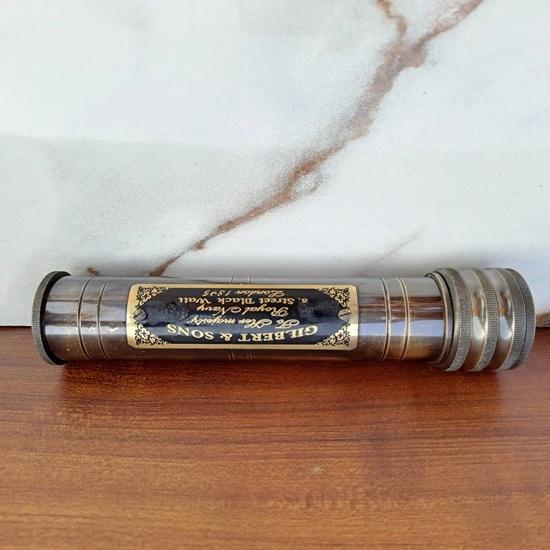Brass Kaleidoscope 15.24 cm Nautical Handmade Collectible with Leather Case Birthday Christmas Gift