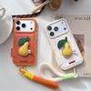 3D Little Yellow Pear iPhone Case with Lanyard for iPhone 14/15/16 Pro Max/17