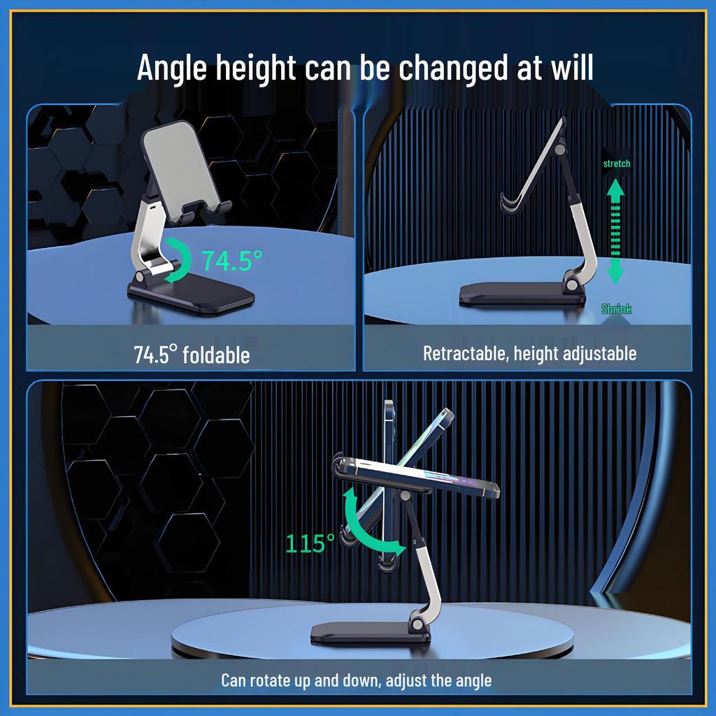 Adjustable Desktop Phone & Tablet Holder - Multi-Functional, Folding Stand for Live Streaming & Stable Support