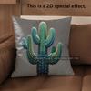 D Set Of  Cactus Themed Decorative Pillow Covers Pattern Cushion Cover Suitable For Sofa Bedroom Car Pillow Cover