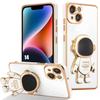 Silikona vāciņš - Jaukts - iPhone 14 - Triecienizturīga aizsardzība - 3D Astronauta statīvs - Balts