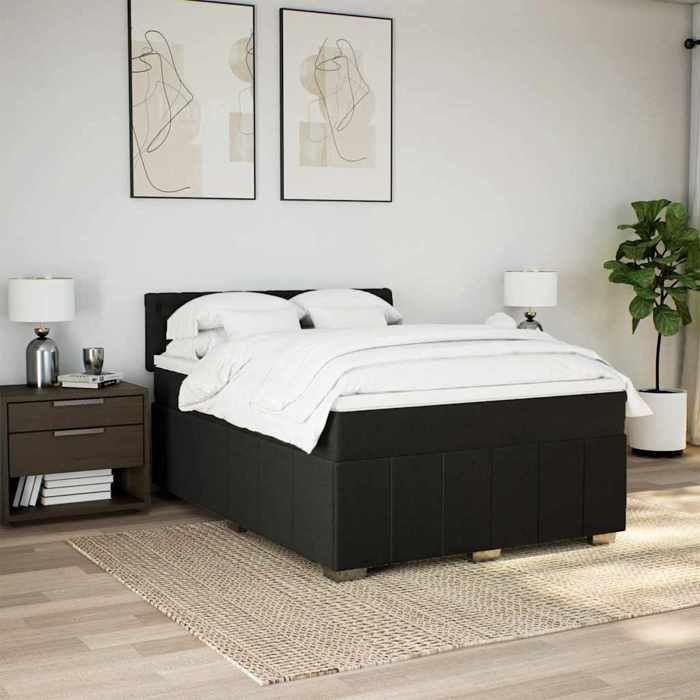 VidaXL Sommier à lattes de lit avec matelas Noir 140x200 cm Tissu 3287100