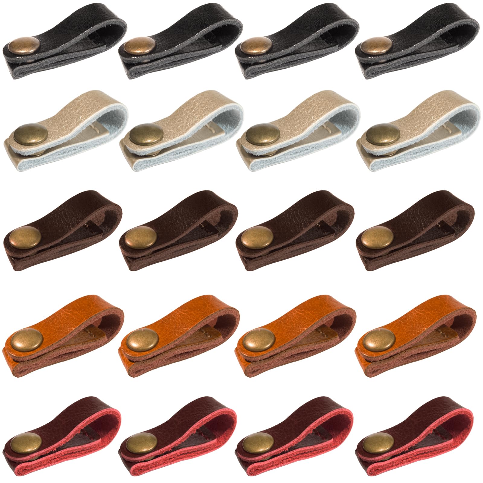 

Silver Style Cable Button Cable Cord PU Leather 20 Pieces & Bands, Clips, Earphone/Charger Organizer, (5 Colors, Set)
