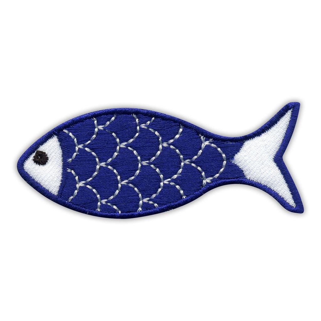 Patchion fish with scales white - in marine style - Sew-on - Embroidered Patch/Badge/Emblem