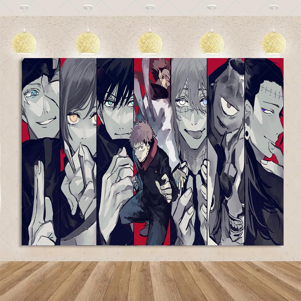 Jujutsu Kaisen themed birthday party decorations, Gojo Satoru anime character backdrop, children's poster40
