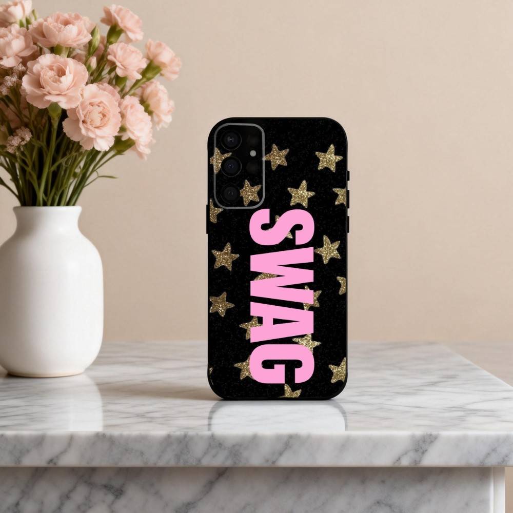 C-Clmj L-Leopard P-Print SWAG Custodia per Telefono Per Samsung S25,24,23,22,30,21,10,9,Ultra,Plus,Lite,FE,4,5 G Custodia Morbida Nera