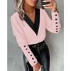 Spring Autumn Fashion V-neck Long Sleeved Women Blouse Elegant Loose Solid Color Buttons Office Shirt Female Casual Simple Woman's Tops Clothing