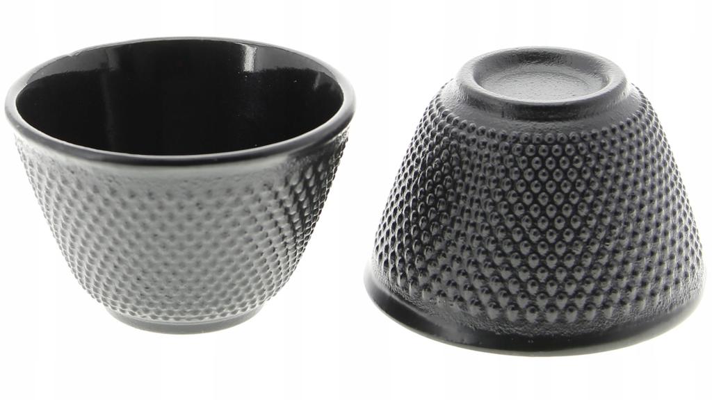 CAST IRON CUPS 6x CUPS CAST IRON TEA SET BLACK ENAMEL 100ML