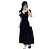 Big French retro floral dress for women's summer fat mm showing thin waist temperament high-end lace skirt