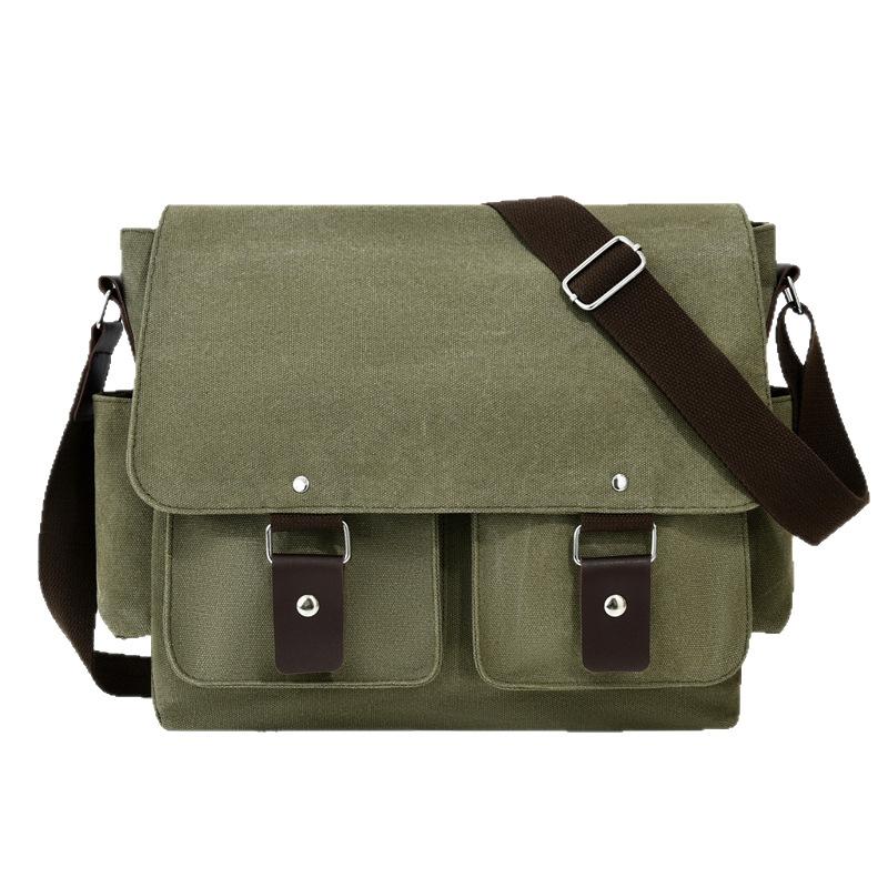 Herentas Retro Messenger Bag Canvas Tas Enkele Schouder Horizontaal Slijtvast Heren Commuter Tas Mode Schoudertas