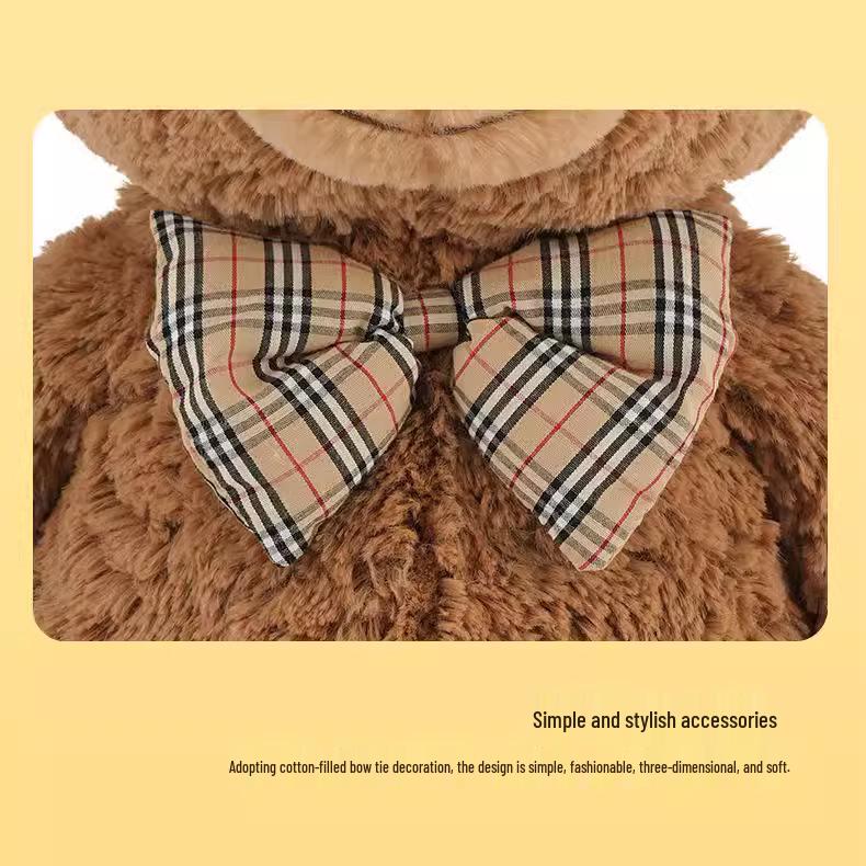 

Wavy Bow Tie Teddy Bear Plush - Cute Hugging Toy 40 cm