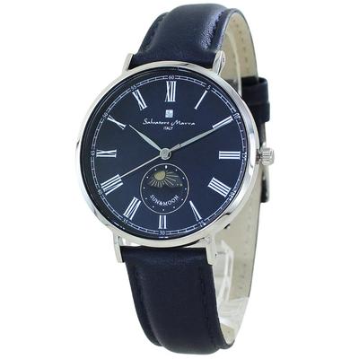 Sun and Moon Slim Quartz Leather Belt Men's Watch No.4 Navy