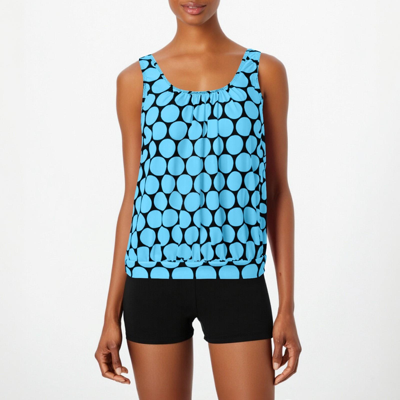 

Женский модный и сексуальный топ без рукавов с круглым вырезом и принтом в горошек, четырехугольные брюки, раздельный купальник L