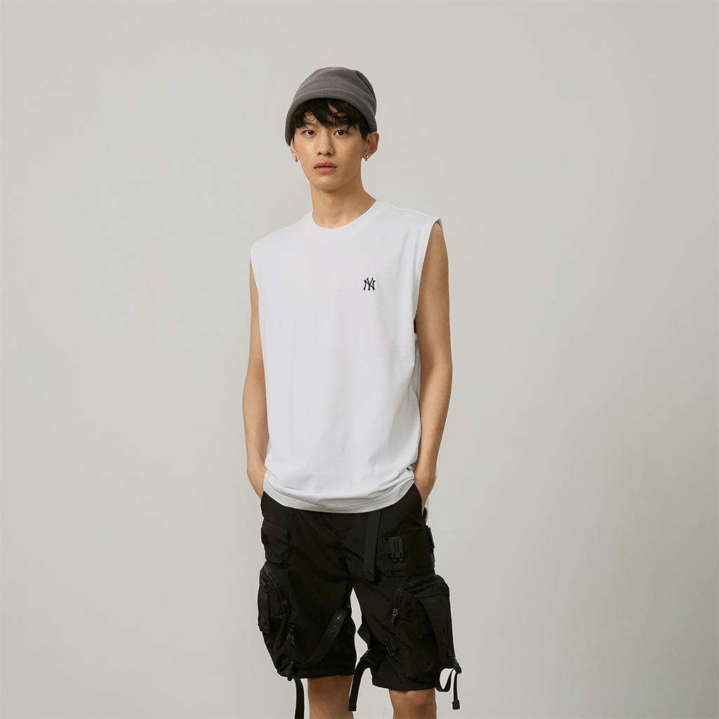 New MLB Base Logo Tank Tops Unisex Ecru 3ATKB0243-50WHS