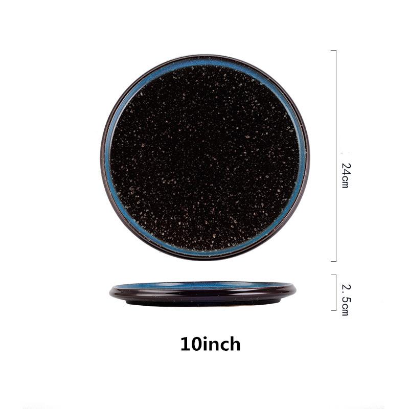 Steak plate plate Household creative black sushi Commercial Japanese food Dim sum flat plate breakfast dishes and plates sets