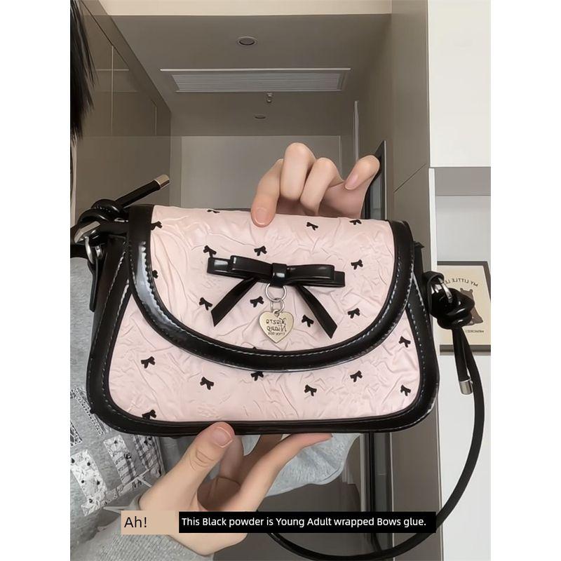 

Korean Ins Niche Style Sweet Girl Underarm Bag Women s French Style Bow Shoulder Small Square Bag Summer New Crossbody Bag Pink