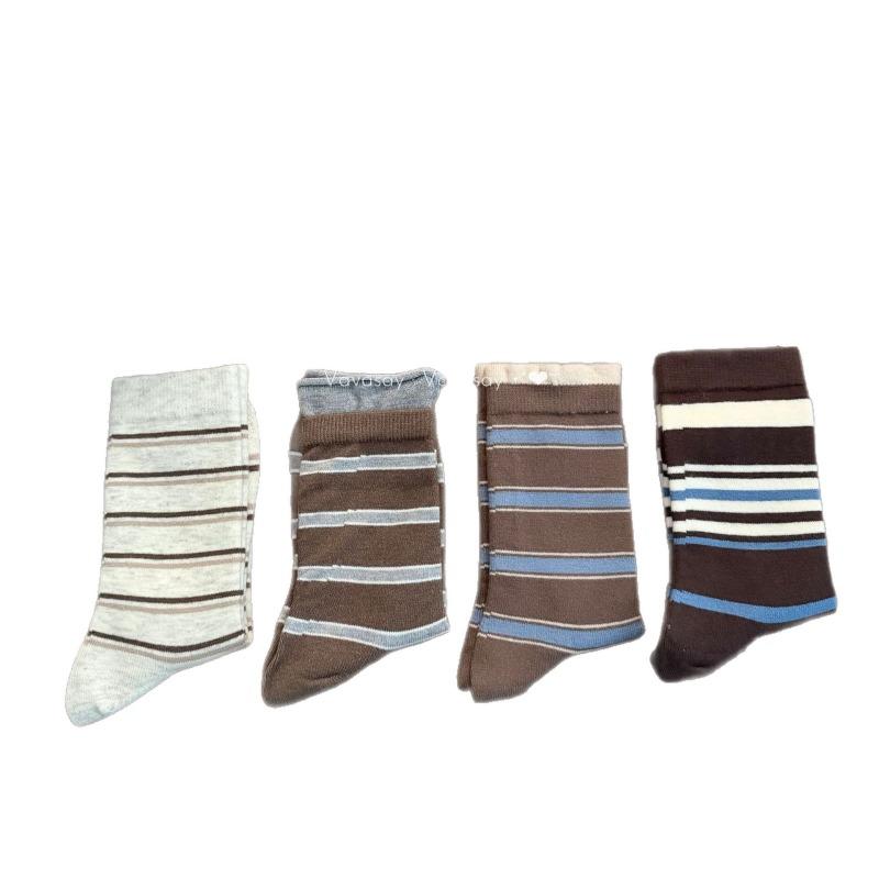 Ladies Autumn-winter Thick Warm Striped Double Collar Wool Medium Tube Pile Socks