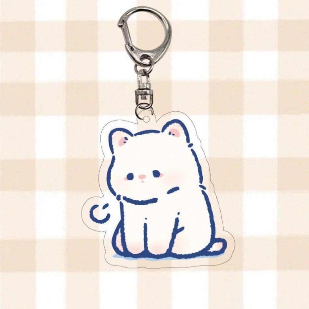 Cute Sigh Cat Pendant Kitty Panda Keyring Cartoon Sighing Animal Keychain  Hanging Accessory