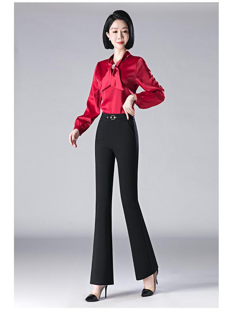 Women's Plus Size Micro-Flare Elastic Waist Trousers: Slimming, Casual Long Pants for Spring and Summer