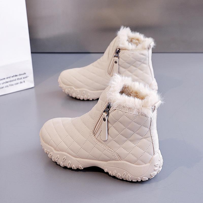 Women's Large Size Soft Sole Winter Warm Fur One Anti-slip Snow Boots Padded Lined Ankle Boots Windproof Outdoor Sports Cotton Boots