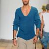 Maglione Pullover Casual da Uomo con Scollo a V Profondo, Manica Lunga, in Maglia, Colore Unito, Vestibilità Larga per Autunno Inverno