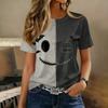Women Casual Short Sleeve Pullover T Shirt Halloween Print Top Crew Neck Stitch Design Lightweight Soft Fabric Relaxed Fit