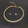 2/3Pcs Light Luxury Round  Jewelry Set For Women Charm Necklace Bracelet Earring Brides Wedding Jewelry Accessories