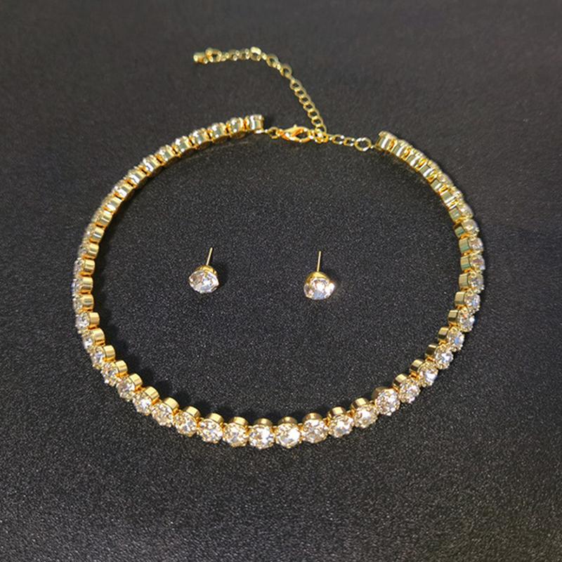 2/3Pcs Light Luxury Round  Jewelry Set For Women Charm Necklace Bracelet Earring Brides Wedding Jewelry Accessories