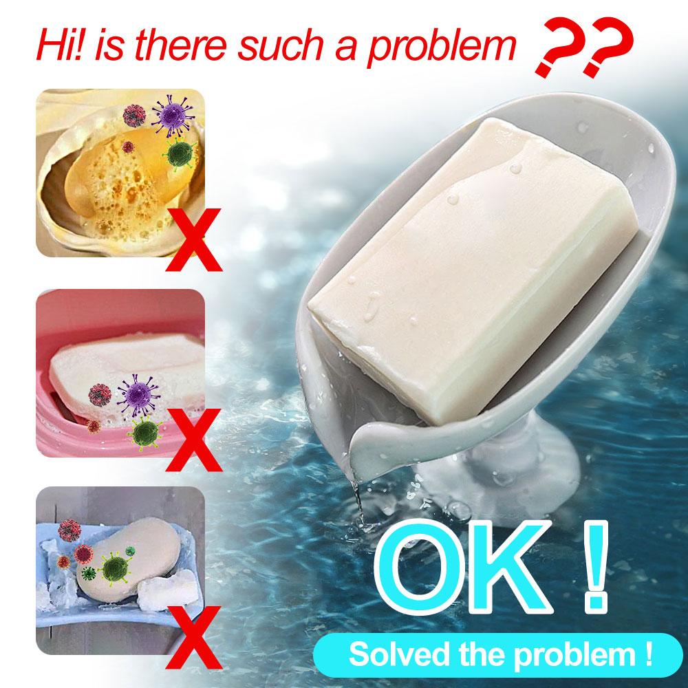 Leaf Shape Box Soap Holder Container Soap Bath Accessories Suction Cup Dish With Water Drain For Bathroom Container  Soap Holder