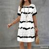 Geometric Stripe 3d Print Dress For Women Summer Sundress Loose Casual Short Sleeve O-Neck A-Line Dress Women Beach Mini Dresses