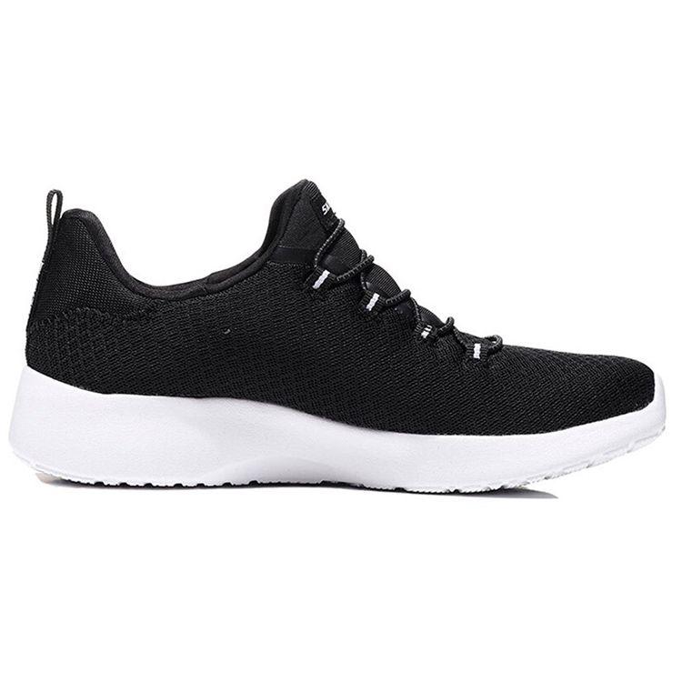 Skechers Dynamight Round Toe Comfortable Fabric Mesh Synthetic Leather Low Top Running Shoes Women sneaker Black White 12119-BKW
