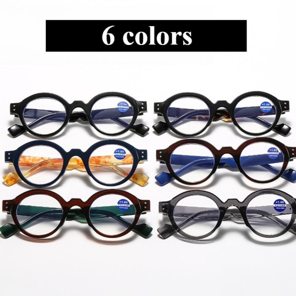 Men Round Retro Reading GlassesGlasses Lenses with Clear VisionMetal Connected Eyeglass Legsfor Women 1.0 1.5 2.0 2.5 3.0 3.5