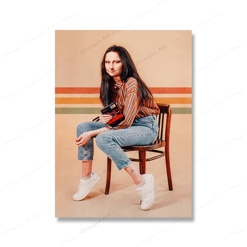 Nude Woman Mona Lisa Sexy Girl Wall Art Poster Print Retro Nordic Mural Frail Bikini Canvas Painting Living Bed Room Home Decor