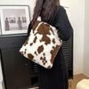 Fashionable Plush Handheld Tote Bag For Women With Luxury Cow Print And Soft Material