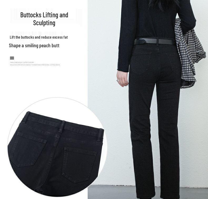 Dámské letní zeštíhlující černé džíny cigaretového střihu s vysokým pasem a rovnými nohavicemi