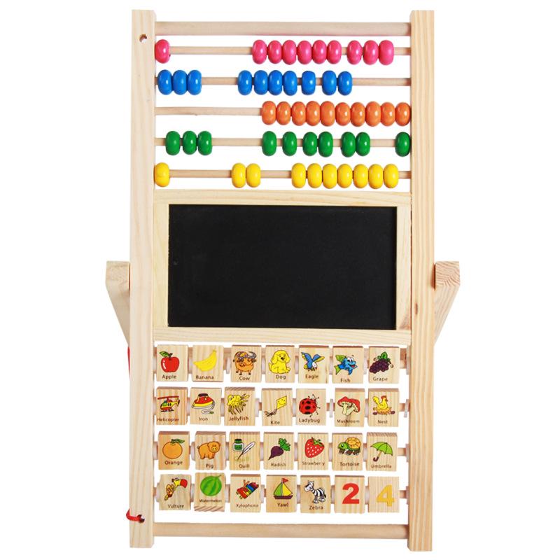 Wooden Kids' Writing & Drawing Board with Abacus and Calculator for Early Education