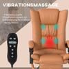High Back Vibration Massage Office Chair, Heated Reclining PU Leather Computer Chair with 135 Degrees Reclining Back and Footrest, Light Brown