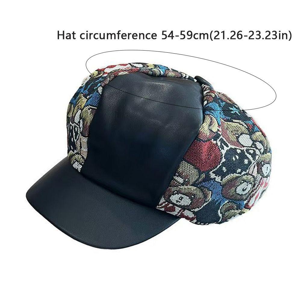 Bear Print Baseball Cap Retro Duckbill Cap Casual Sun Caps
