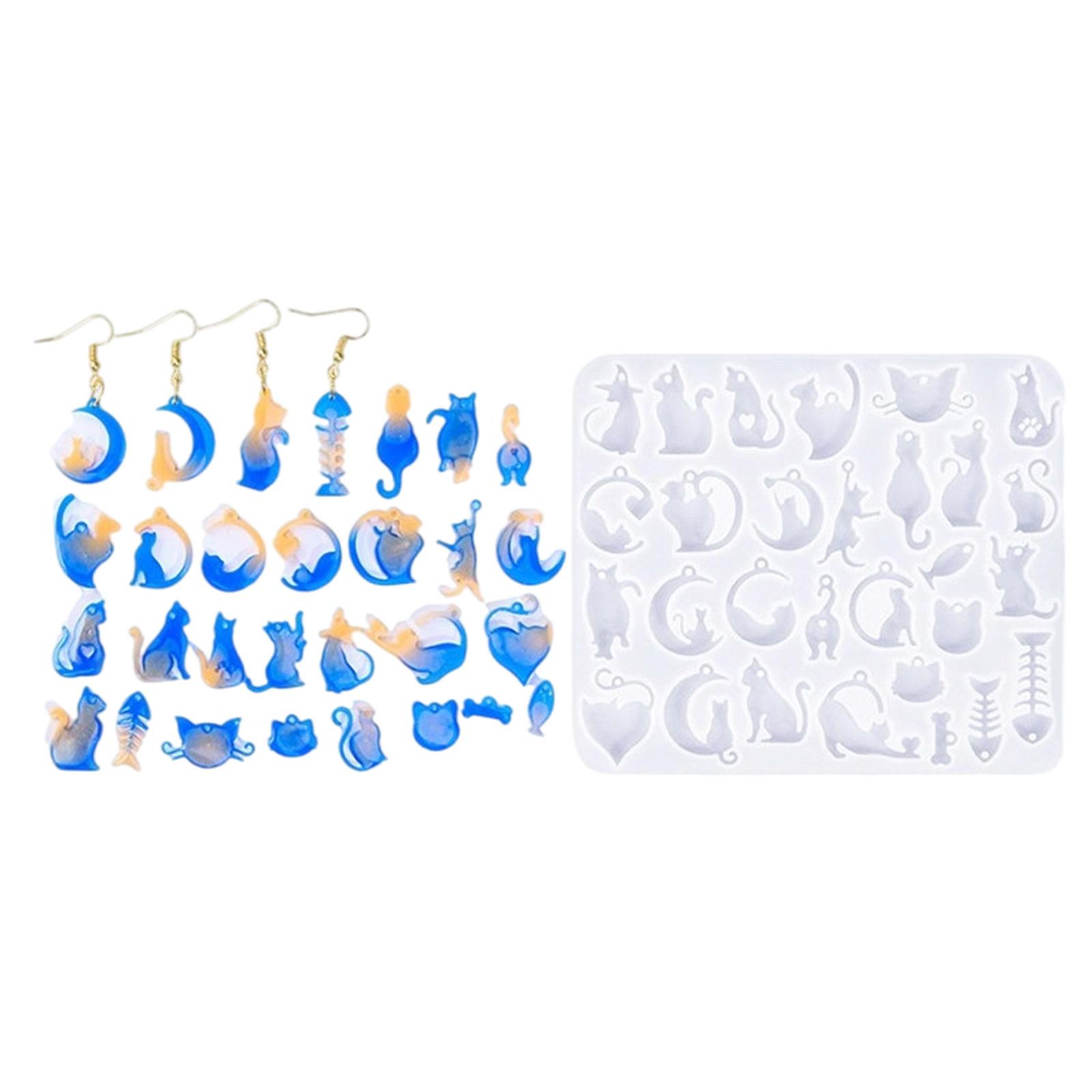 

Resin Earring Pendant Silicone Molds for Crafting Moon Cat Heart Jewelry Resin Art Supplies Jewelry Hand-Making Molds B