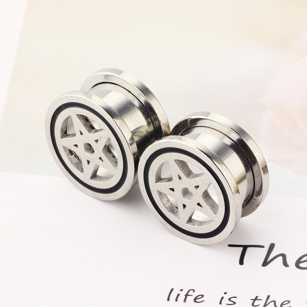 Stainless Steel Five-Pointed Star Ear Expander Earrings