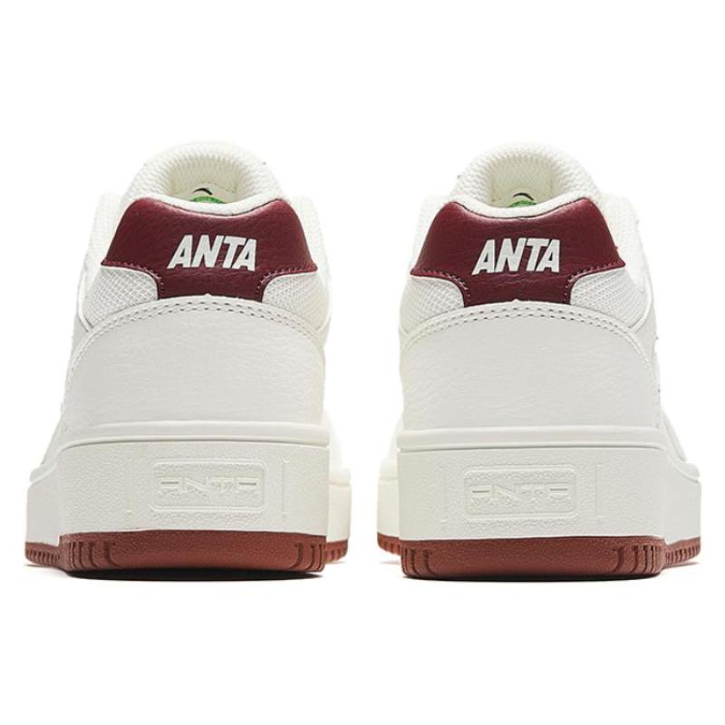 Anta First Year Slip Resistant Low top Skateboard Shoes Women's White Red Sneakers 922628068F-7