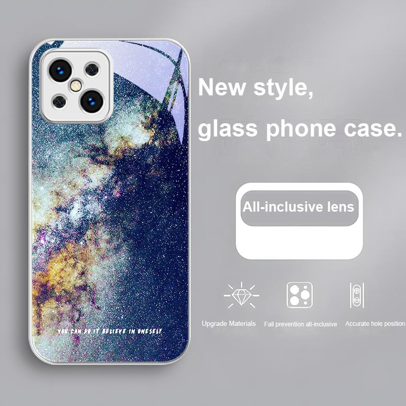 Brilliant Starry Sky For Find X5 X3 Lite Reno 6 4Z 5G OPPO A72 79 73 58 A54S OnePlus Nord N200 Tempered Glass Phone Case